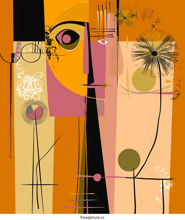 Abstract Art with Geometric Shapes and Dandelion
