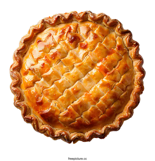 [Transparent Background PNG]Top view of homemade apple pie isolated on white background