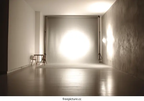 Empty Photography Studio with White Backdrop