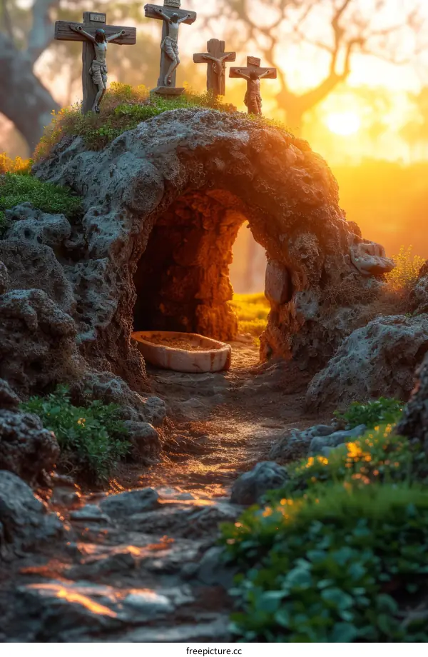 The crucifixion of Jesus and the empty tomb