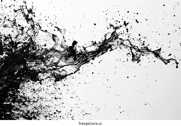 Black ink splash on white background