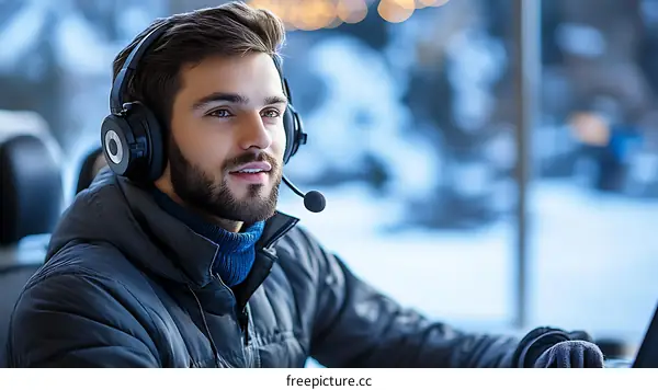 Business Customer Service Representative with Headphones