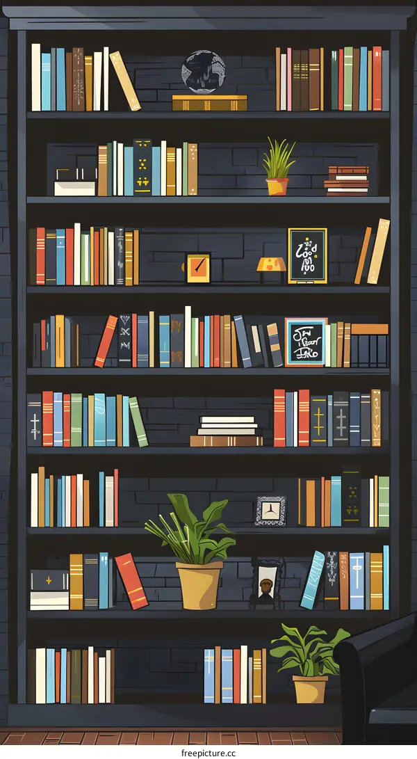 Bookcase Full of Books in A Room with Plants