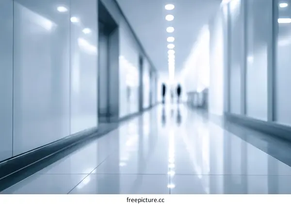 Modern Office Corridor with Unclear People
