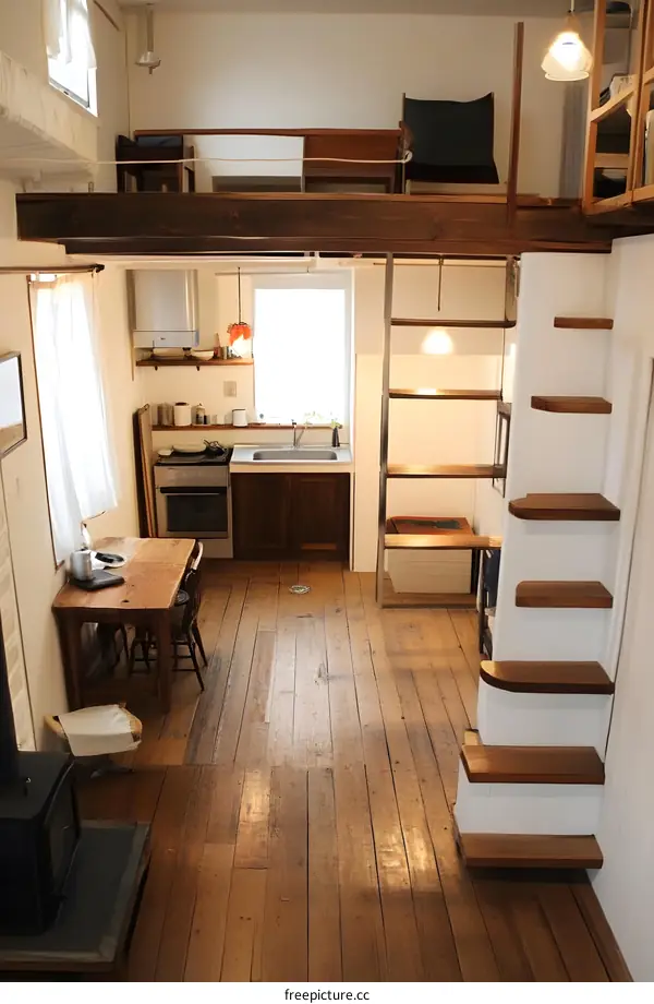 Minimalist Loft Apartment Interior Design With Wooden Floor