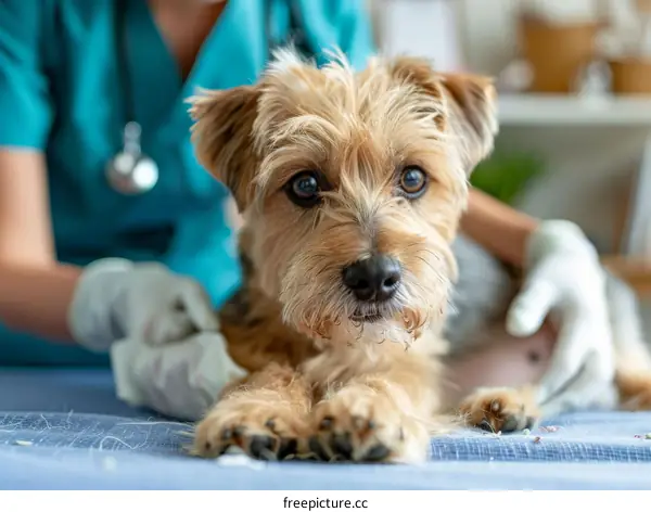 Cute Dog Getting Checked by a Veterinarian