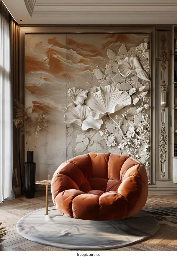 Modern Living Room Interior with Brown Color Palette