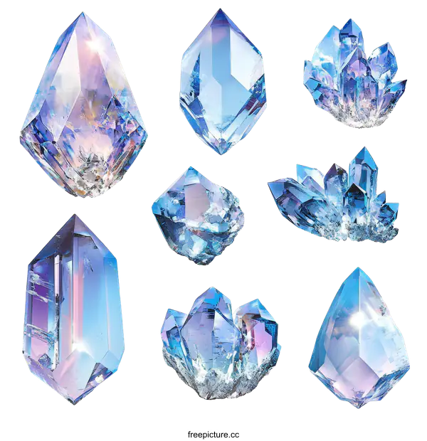 [Transparent Background PNG]Beautiful Blue and Purple Crystal Collection
