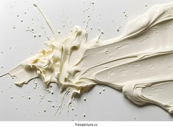 Abstract White Paint Swirls and Splashes on Canvas