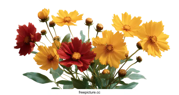 [Transparent Background PNG]Colorful Flower Bouquet Isolated on White Background