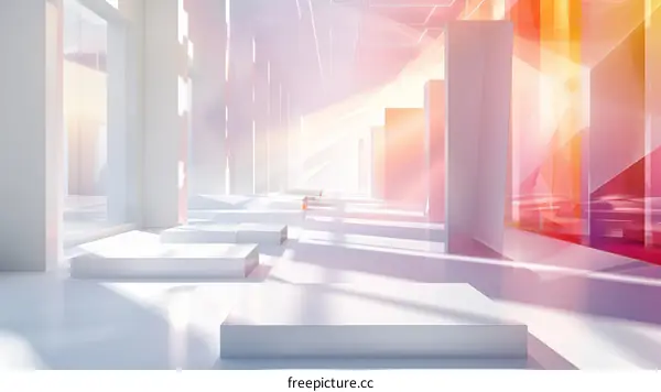 Futuristic Empty Room with Colorful Lighting