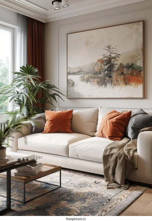 Modern Living Room with Impressive Artwork