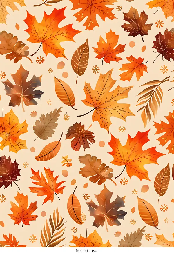 Autumn Leaves Seamless Pattern Background