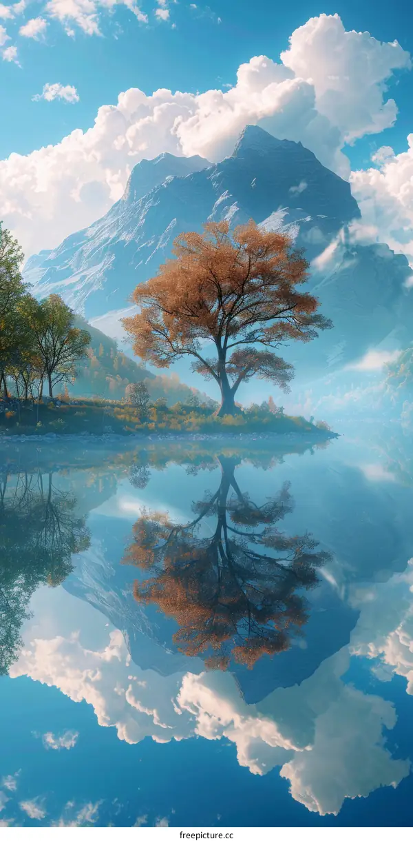 Serene Reflection of Snow-Capped Mountains in a Lake