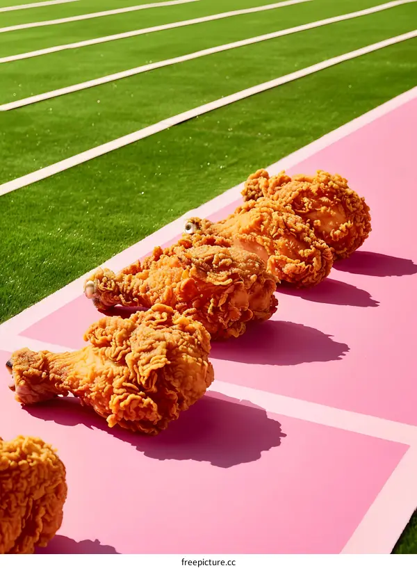 Fried Chicken Legs on Pink Track