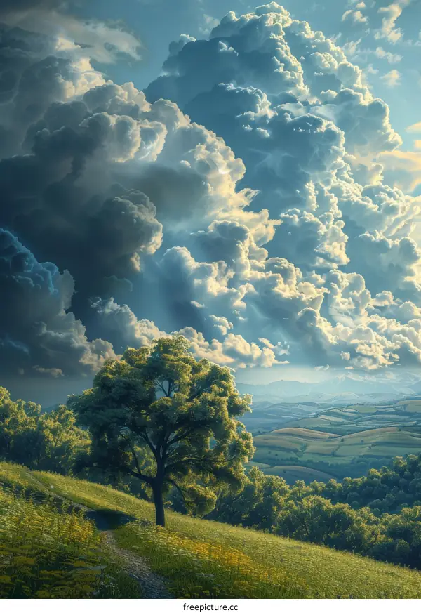 Dramatic Clouds Over Rural Hills