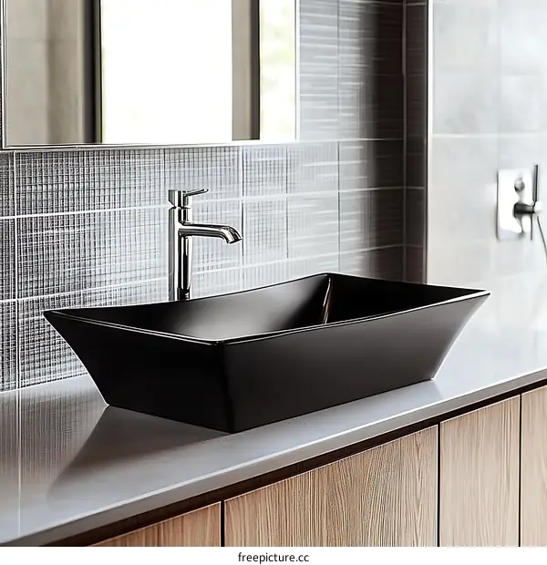 Modern Black Vessel Sink with Faucet