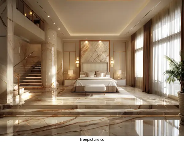 Luxurious Marble Bedroom Interior