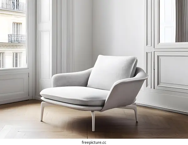 Modern White Chair in a Room With a Window