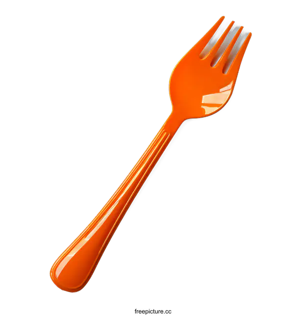 [Transparent Background PNG]Orange Plastic Fork Utensil