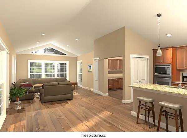 Modern Open Concept Living Room And Kitchen Design