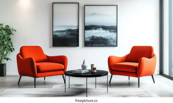 Modern Living Room Armchair with Artwork