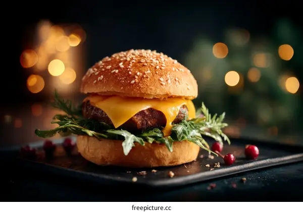 Delicious Christmas Festive Burger with Cheese