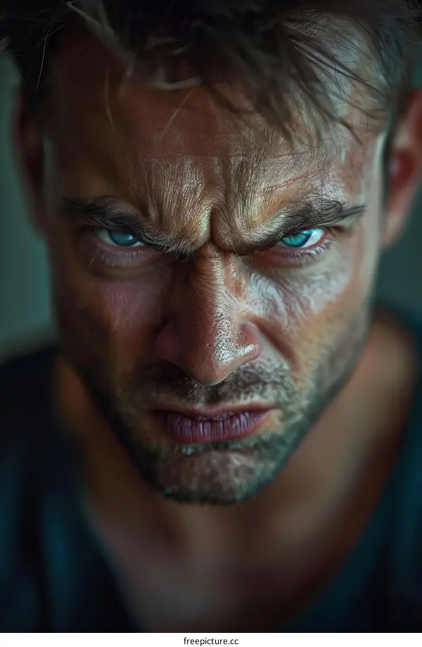 Close Up Portrait of a Man with a Determined Expression