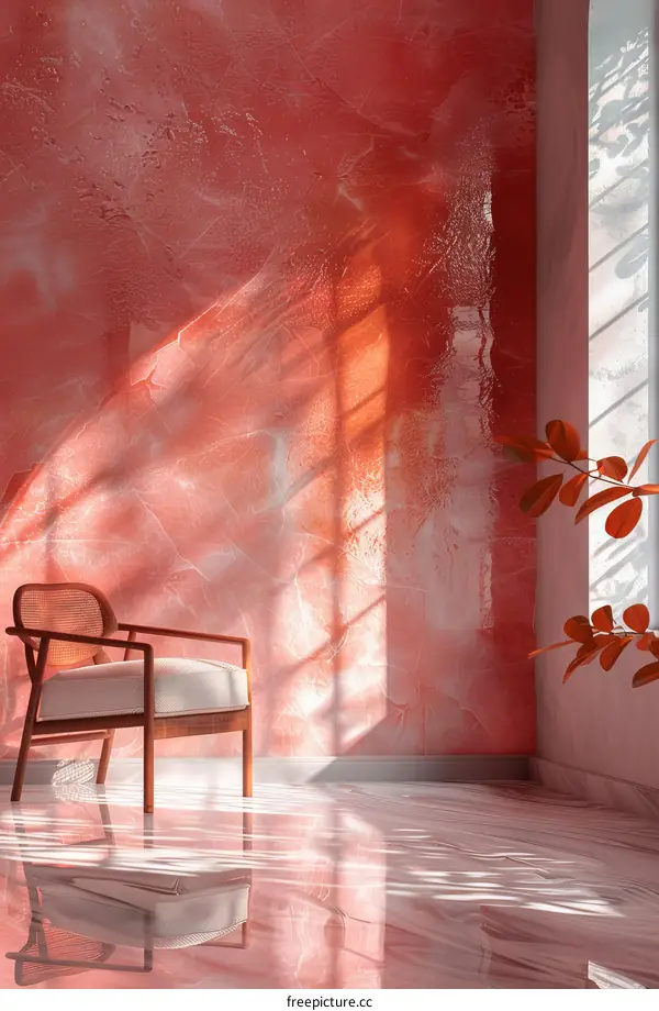 Rattan Chair and Plants in Modern Interior