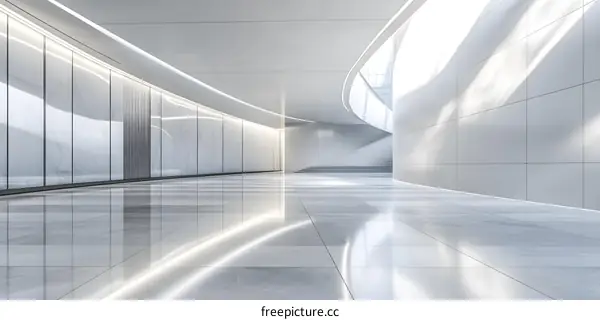 Modern White Marble Interior Design With Curved Walls