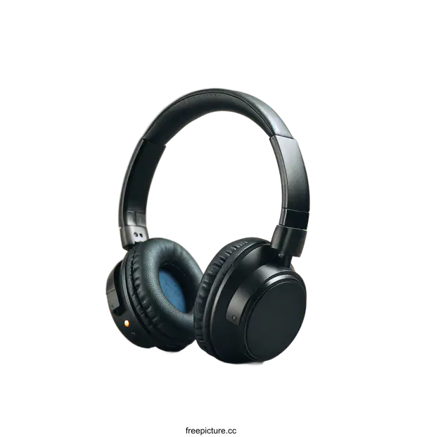 [Transparent Background PNG]Black Over-Ear Headphones on Gray Background