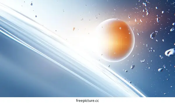 Abstract Space Scene with Planet and Asteroid Field