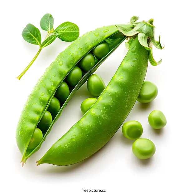 Fresh Green Peas on White Background