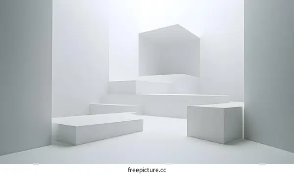 White Abstract Geometric Shapes Minimalist Illustration