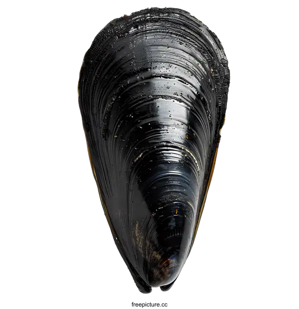 [Transparent Background PNG]A black mussel shell on a white background