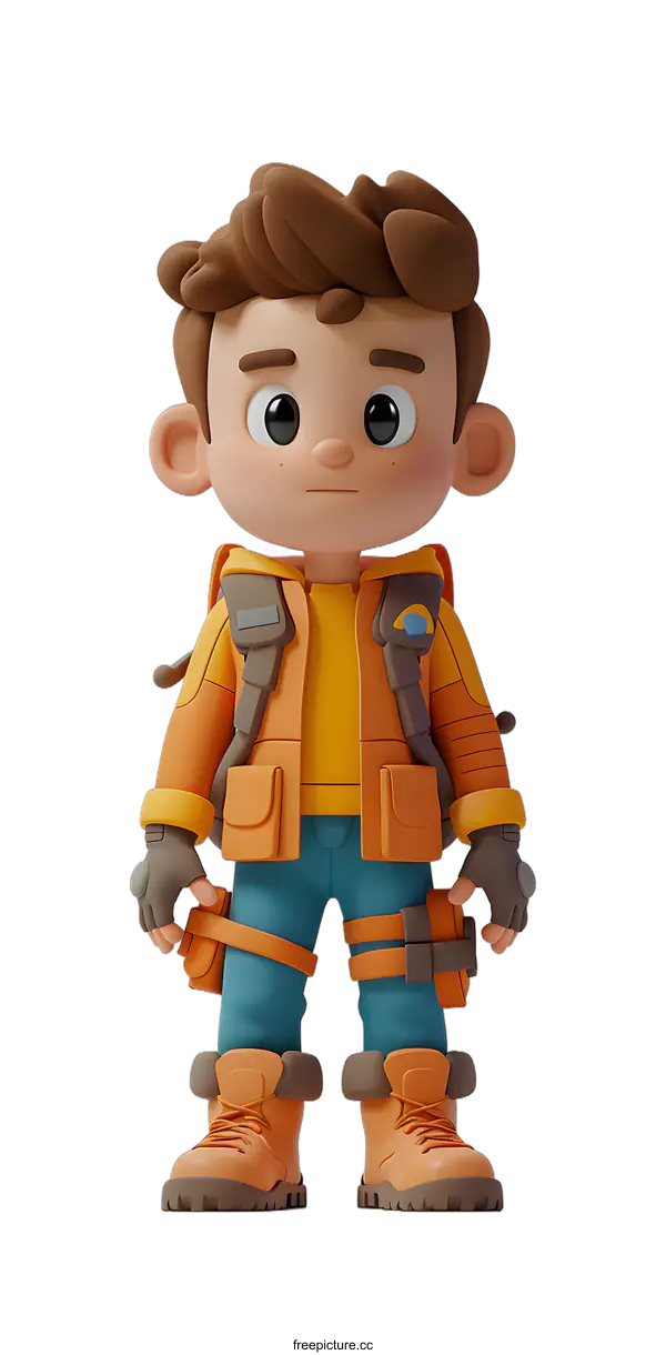 [Transparent Background PNG]3D Boy Ready for Adventure