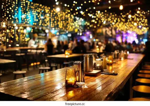 Nightlife Restaurant Bar Scene with Many People