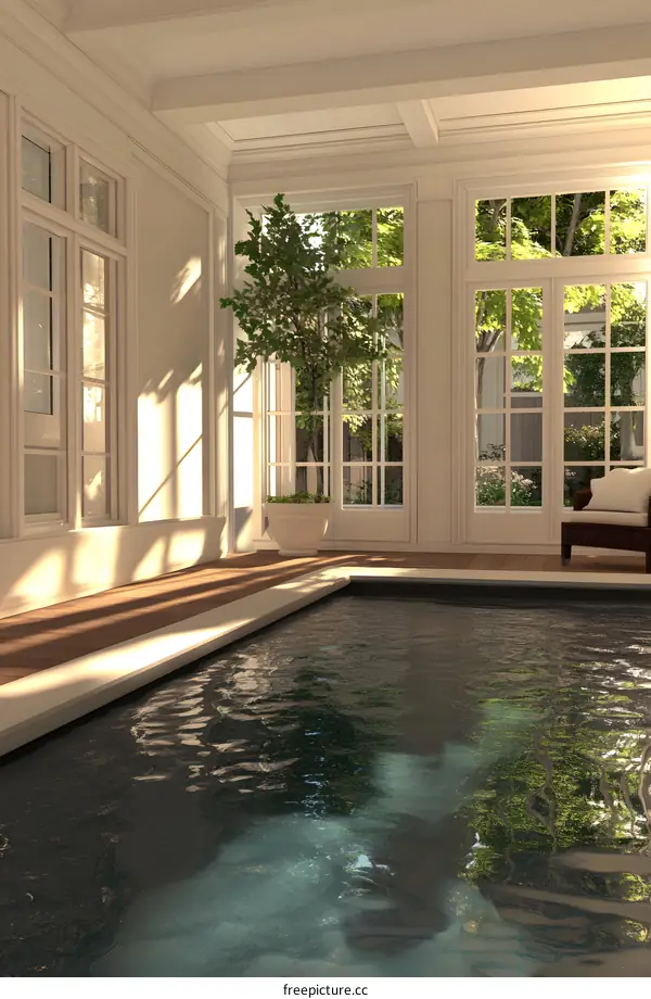 Modern Interior Design with Swimming Pool and White Ceiling