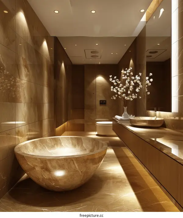 Luxury Marble Bathroom with Bathtub