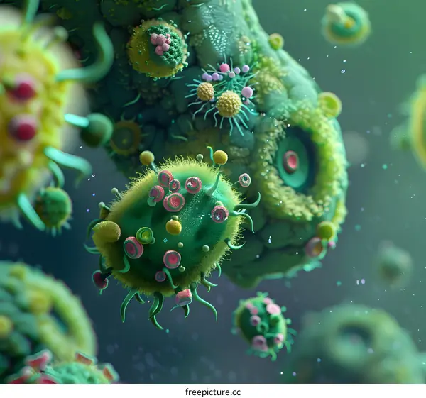 Microscopic View of Virus Structure
