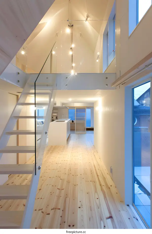 Modern Interior Design Loft Style Home With White Walls And Wooden Floor