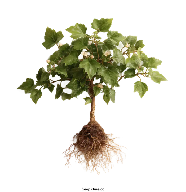 [Transparent Background PNG]Small Plant With Roots Against White Background