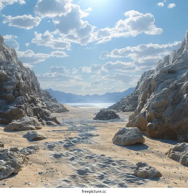 Arid Desert Canyon Landscape with Massive Boulders