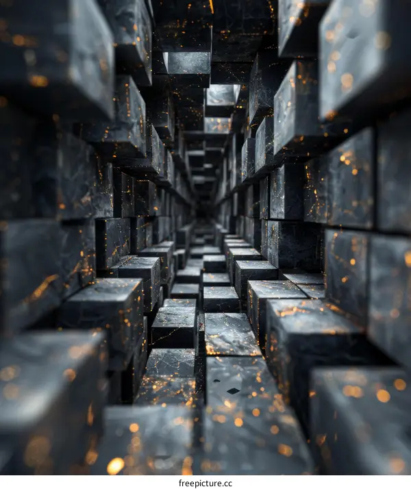 3D Abstract Dark Futuristic Tunnel Illustration