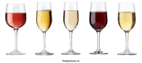 [Transparent Background PNG]Various Wine Glasses with Drinks