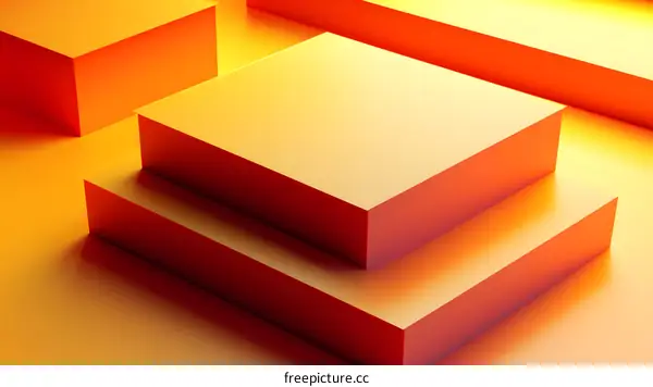 Abstract Orange Background With 3D  Geometric Shapes