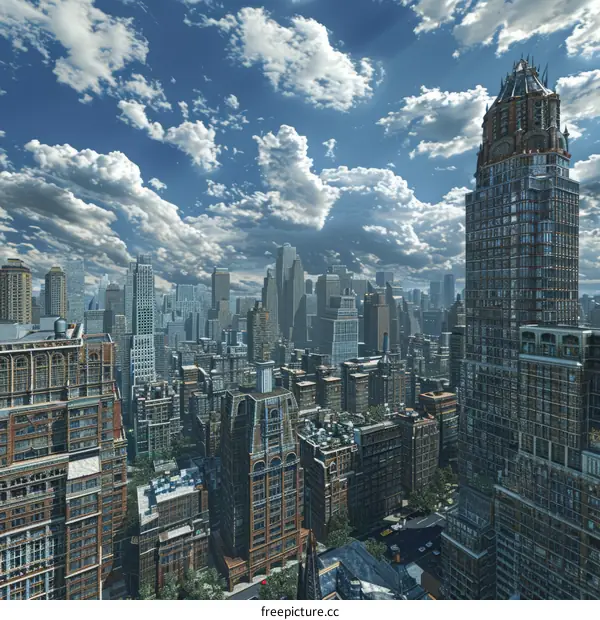 Cityscape Aerial View Illustration