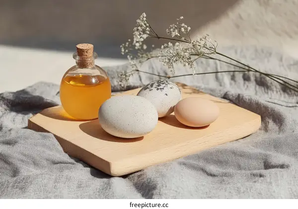 Spring Season Easter Eggs and Natural Oil