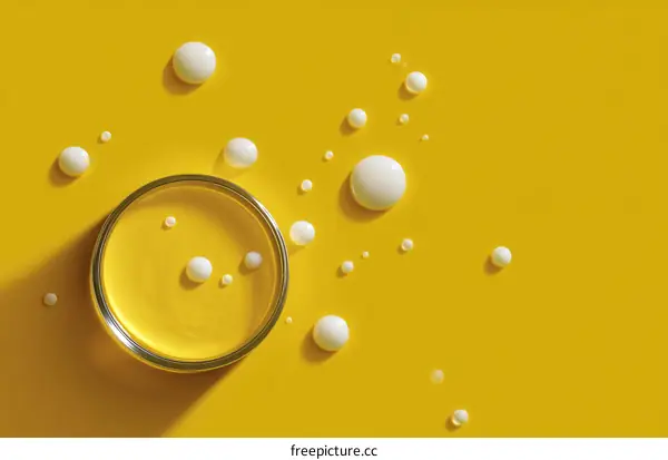 Yellow Background with Cream Drops and Container