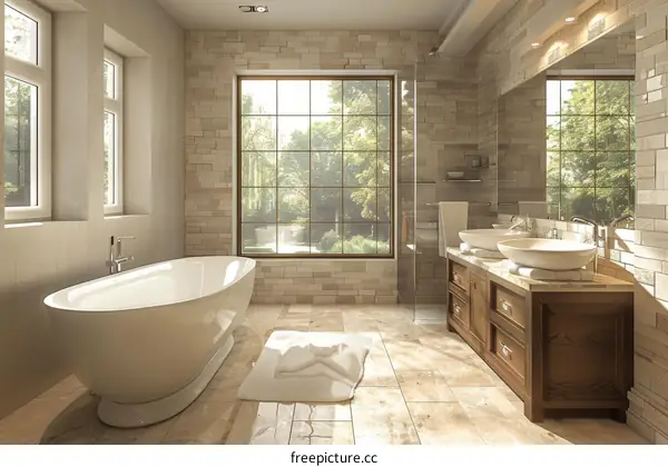 Modern Bathroom with Natural Light and Luxurious Design